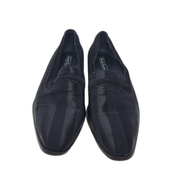 Emilio Franco Black Striped Slip On Loafers - Picture 1 of 6
